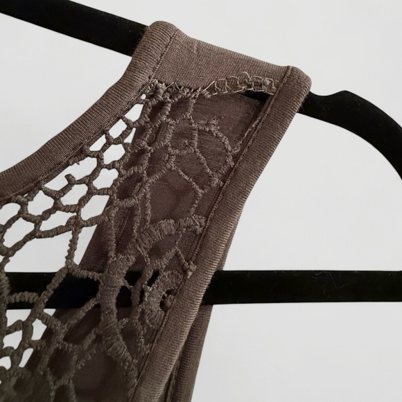 Cupio Olive Green Crochet Midi Dress | High-Low Hem | Size Small - Picture 3 of 5